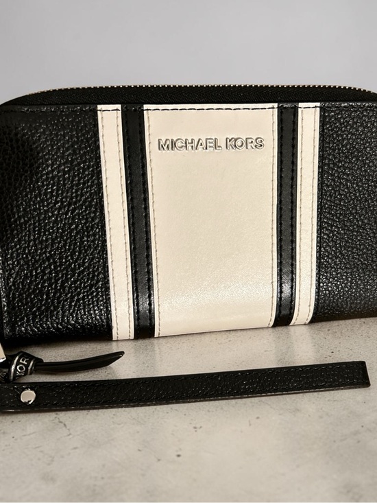 Michael Kors Other - Michael Kors Black and White Stripe Wristlet Wallet